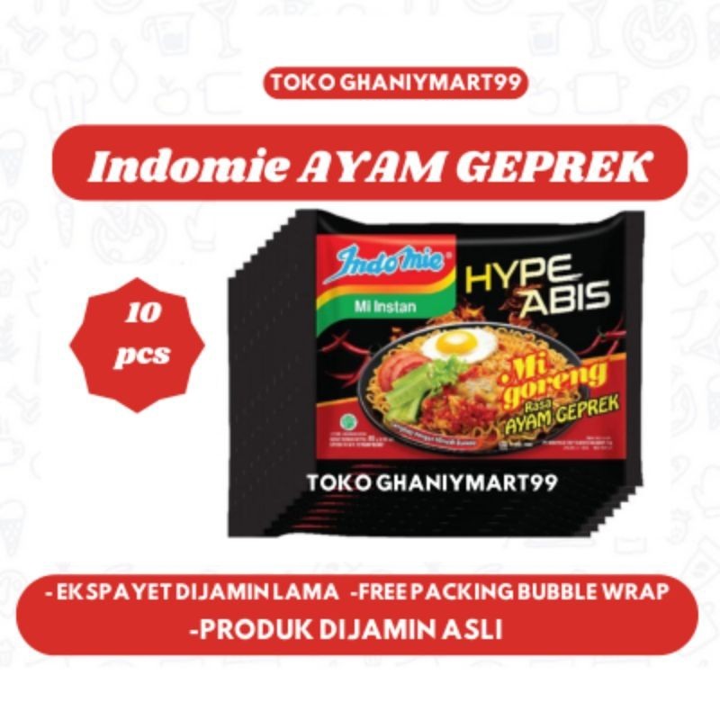 

indomie goreng pedas ayam geprek 10 bungkus pcs