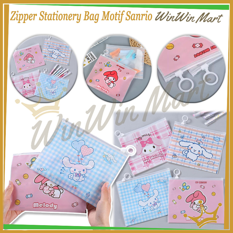 

Zipper Stationery Bag Motif Sanrio/Zipper Bag Organizer Motif Sanrio/Tempat Pensil Pulpen Transparan Ziplock