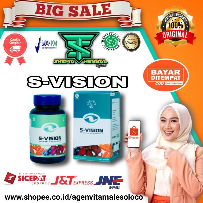 S-VISION Asli Original Obat Herbal Mata Minus Plus Silinder Miopia Aman Bpom S_vision Suplemen Mata(