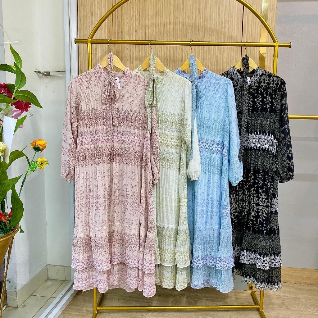 PGS Long Tunik Ceruty Korean Motif Midi Plisket Wanita Revina Deya Tunic Ceruti Premium