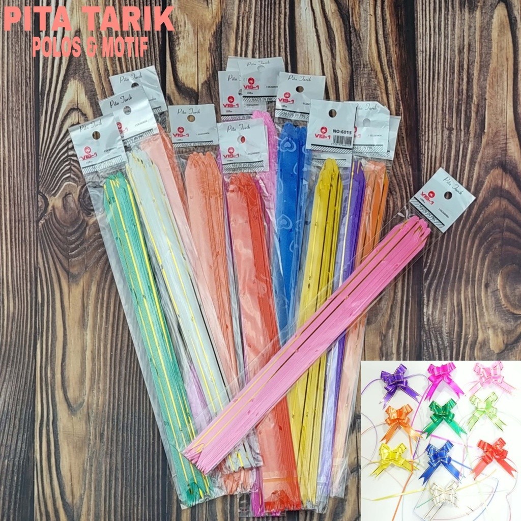 

(10pcs) Pita Tarik / Pita Serut List Emas dan Motif Kecil