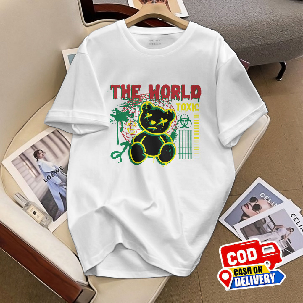 Kaos Bear The World Toxic Cotton Combed 24s Tshirt Beruang Teddy Bear TDB30 Pria & Wanita