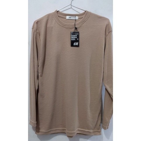 Kaos katun Rib  polos lengan panjang /kaos unisex pria wanita - Hitam