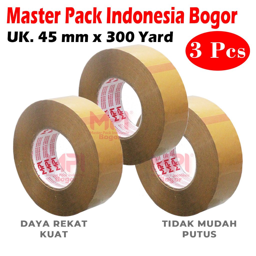 

3 PCS - Lakban Coklat JUMBO MPI 45 mm x 300 yard / Lakban Packing - Master Pack Indonesia Bandung