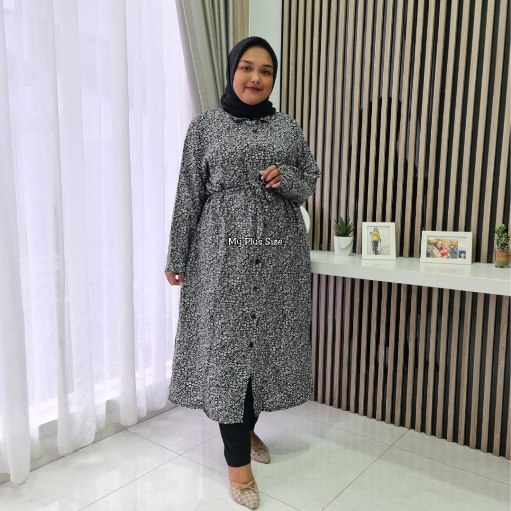 Kemeja Midi Long Tunik Jumbo 3572, Ld 120, 130 & 144 cm/ Long Tunik Jumbo/ GAMIS MODEL BARU MURAH