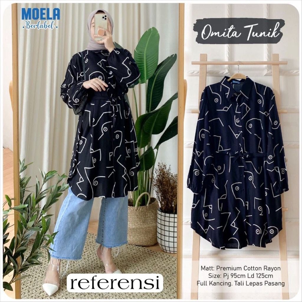 Tunik Jumbo XL XXL XXXL XXXXL 5L ld 110 120 130 140 150 (FREE MASKER) Model Omita Tunik Kekinian Mod