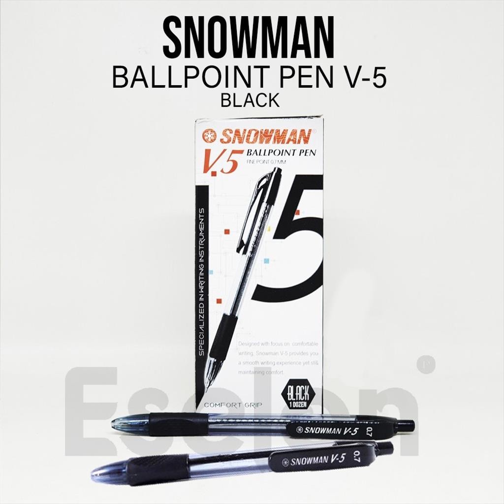

1pc Pulpen Snowman V5 Hitam/Ballpoint Snowman V5 Cetek Asli