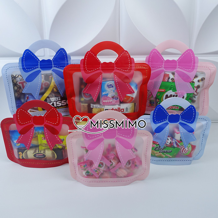 

Plastik Ziplock Bow Pita Goodie Bag Hamper Birthday Packaging Ulang Tahun Standing Pouch Snack
