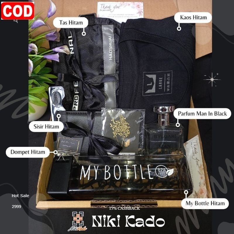 Hampers cowok / gift box hitam / kado ulang tahun / hampers wisuda spesial