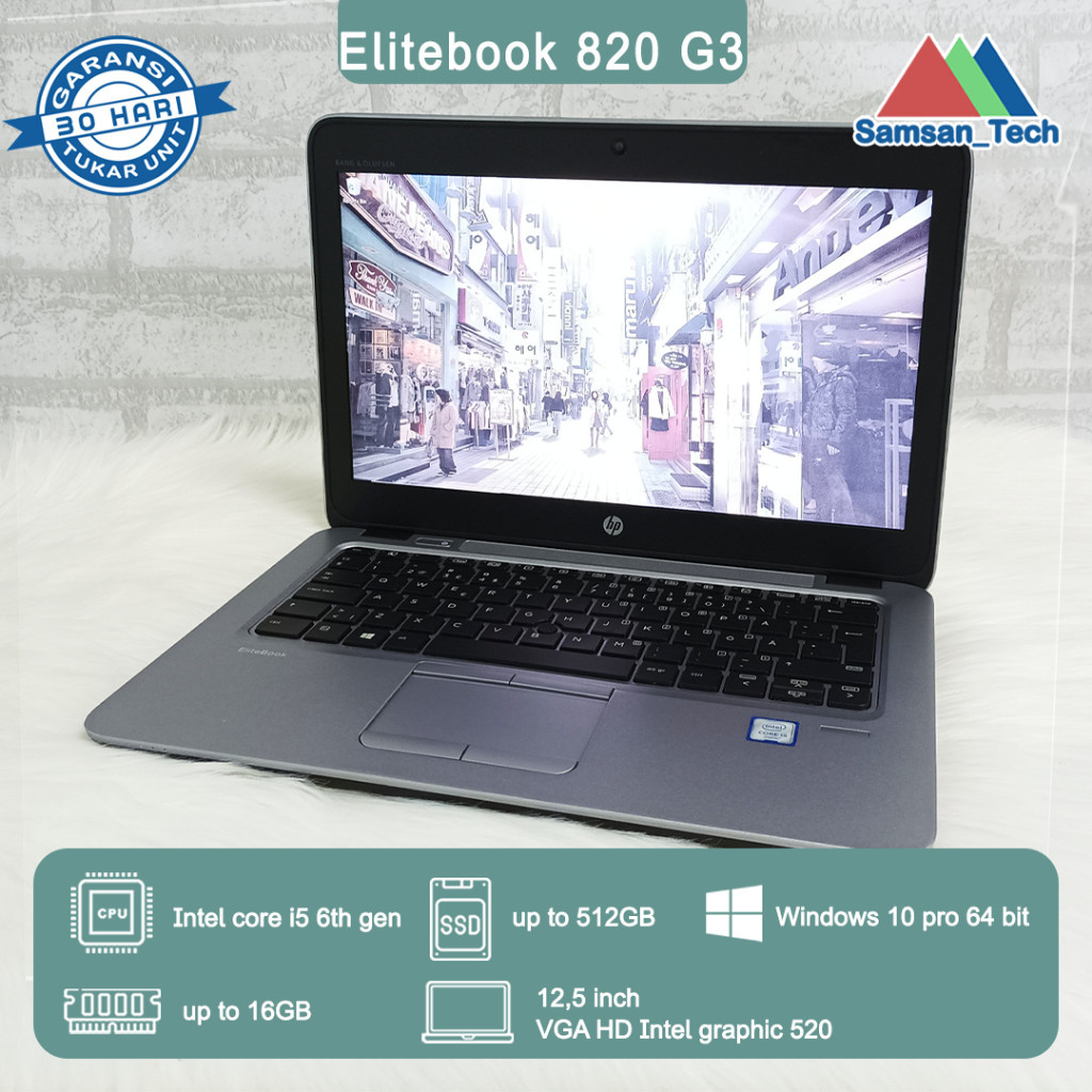 Laptop HP Elitebook 820 G3 Core i5 gen6 RAM 8GB SSD 256GB 12,5inch