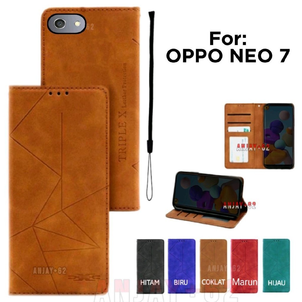 Case Untuk Oppo Neo 7 Flip Cover Magnet Dompet Kulit Standing Premium Casing