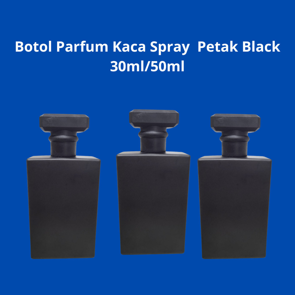 Botol Kosong 30 ml/50ml-Botol Parfum Kaca Spray  Petak Black  (Black Cap)50 ML Grosir Botol Parfum R