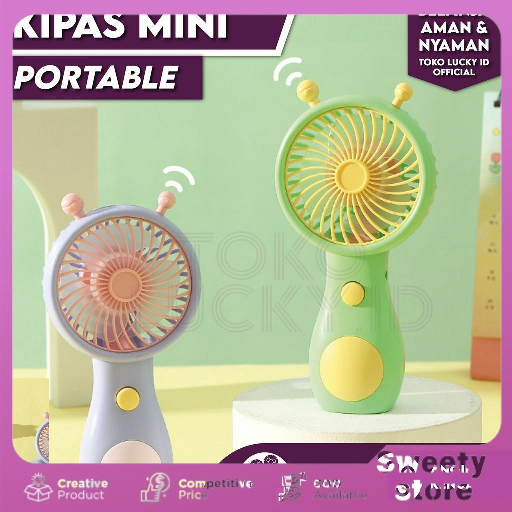 Kipas Angin Fan Mini Karakter Portable Genggam USB Hiasan Meja Warna Lucu/Kipas Angin Karakter Gengg
