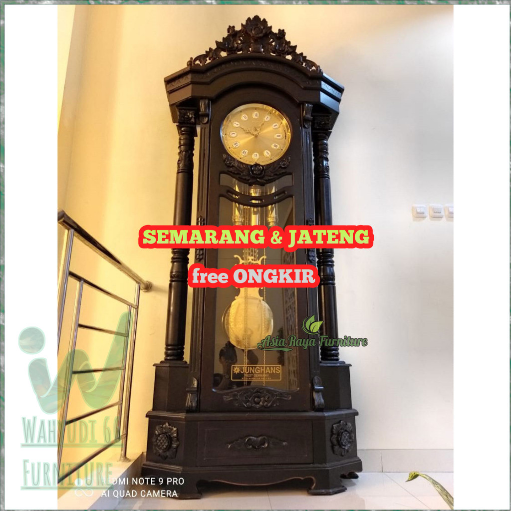 RP2.383.703,Uda ongkos kirim,sudah warna=Almari Jam Hias Mawar Mesin Asli Junghans Germany Westminst