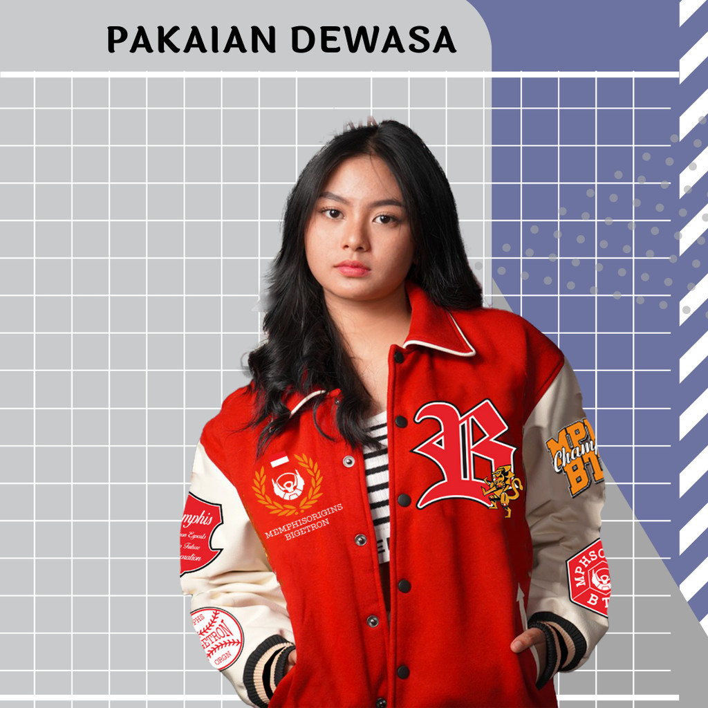 JAKET VARSITY BTR x MEMPHIS RETRO FUTURISTIC RRQ EVOS ONIC ALTER EGO ECHO BLACKLIST OVER SIZE S M L 