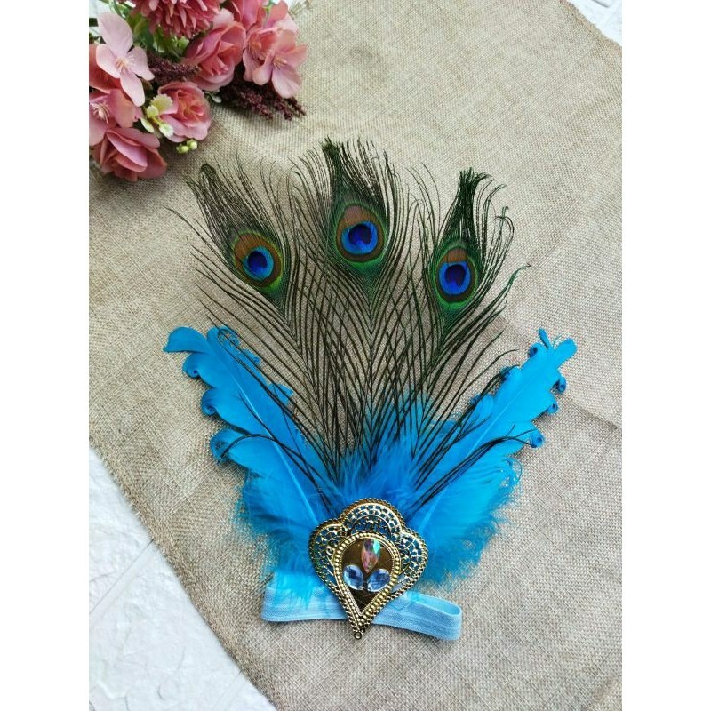 Aksesoris kepala replika merak/Bandana Bulu/Aksesoris kepala/Hiasan bulu