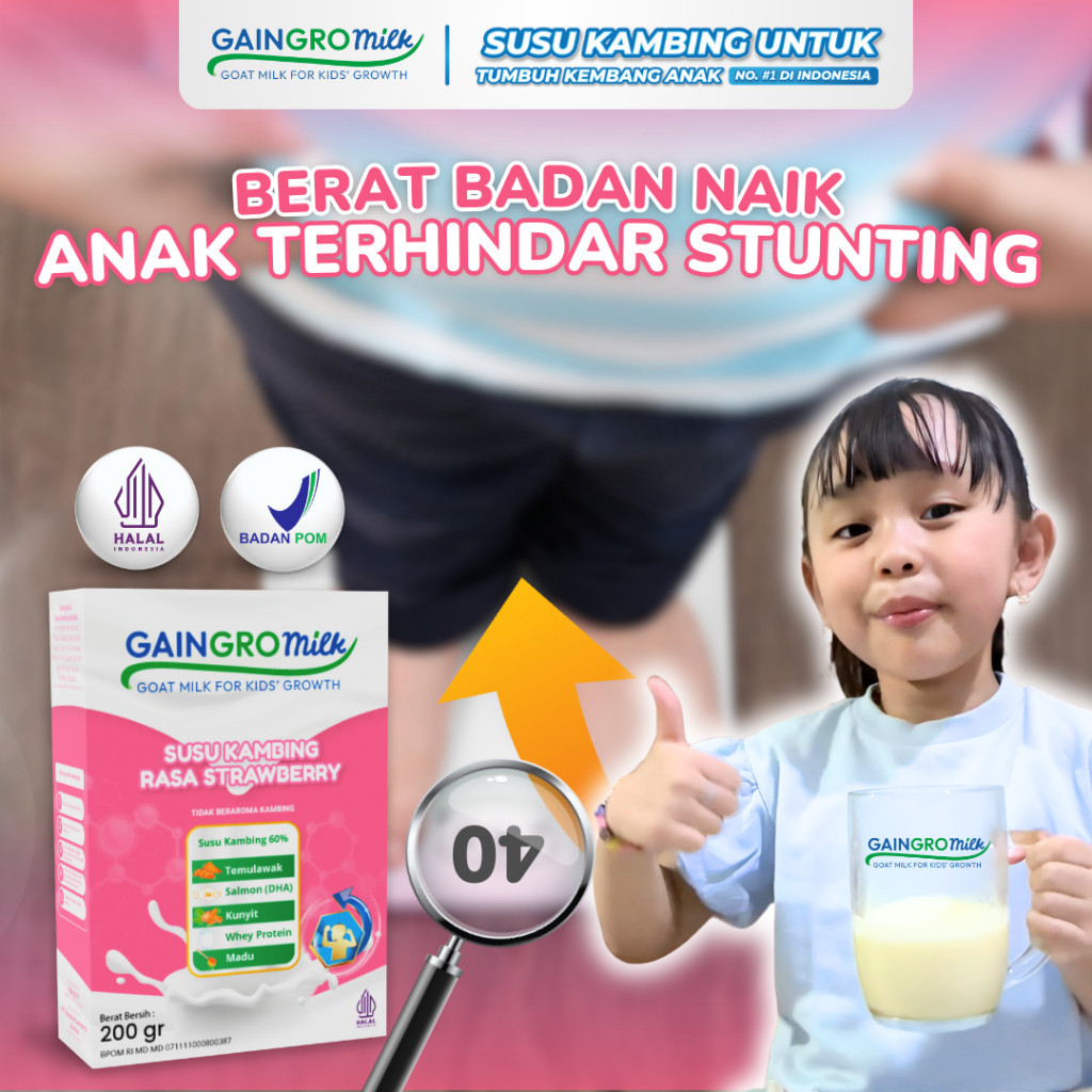 

GAINGRO MILK STRAWBERRY Susu Kambing Rasa Strawberry Penambah Berat Badan Anak joyskincare.bekasi