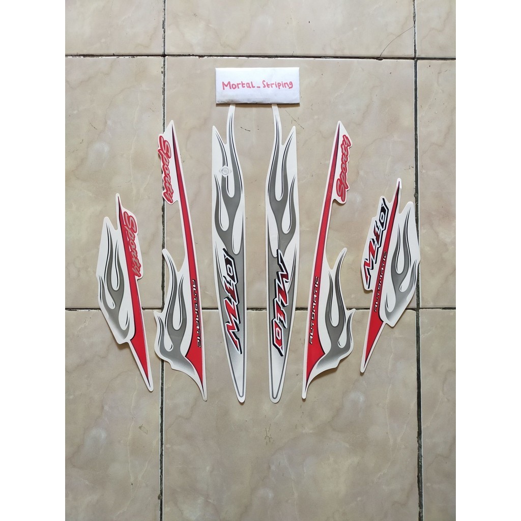 STICKER STRIPING FULL SET LIST BODY MOTOR MIO SPORTY SMILE MIO API 2006 FUL PUTIH STANDAR TERBAIKKK