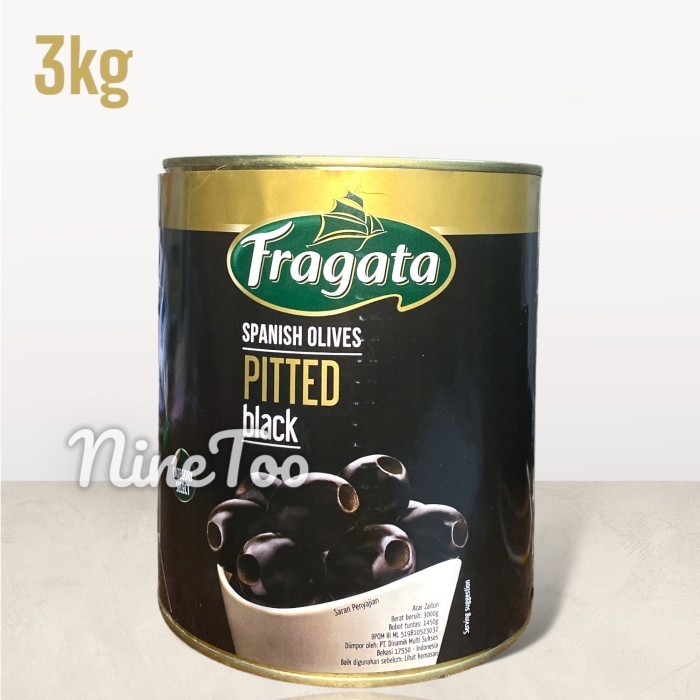 

Spanish Pitted black olives buah zaitun hitam impoted 3kg
