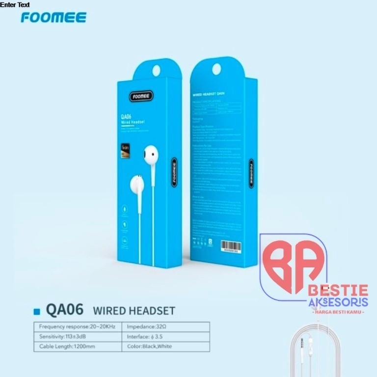 Headset Foomee QA06 Heandsfree Super Bass Original Foomee