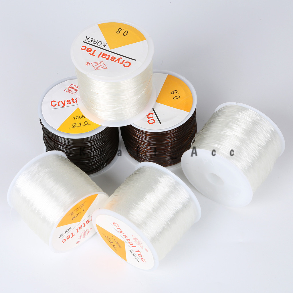 Manik-manik tali kristal transparan bulat karet gelang bahan garnet gelang tali elastis aksesoris pe