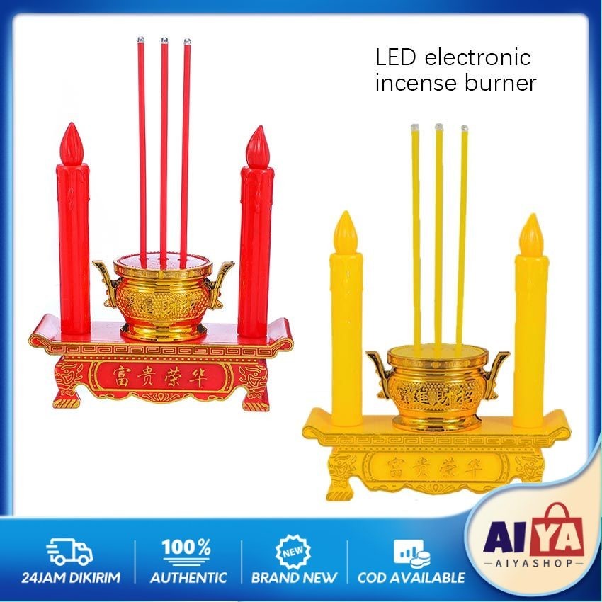 Tempat Dupa Hio Elektrik / LED Lampu Lilin Elektronik Baterai Hio Dupa Kuningan /hiolo Tempat Dupa H