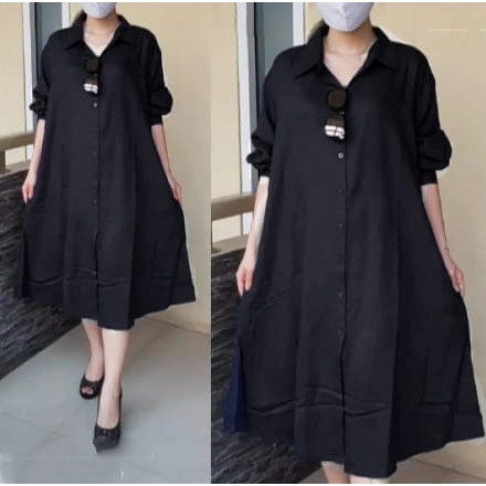 BAJU GAMIS FULL KANCING DEPAN MODEL TERBARU 2023 JUMBO BAHAN RAYON//BAJU WANITA MODEL BARU / MURAH P