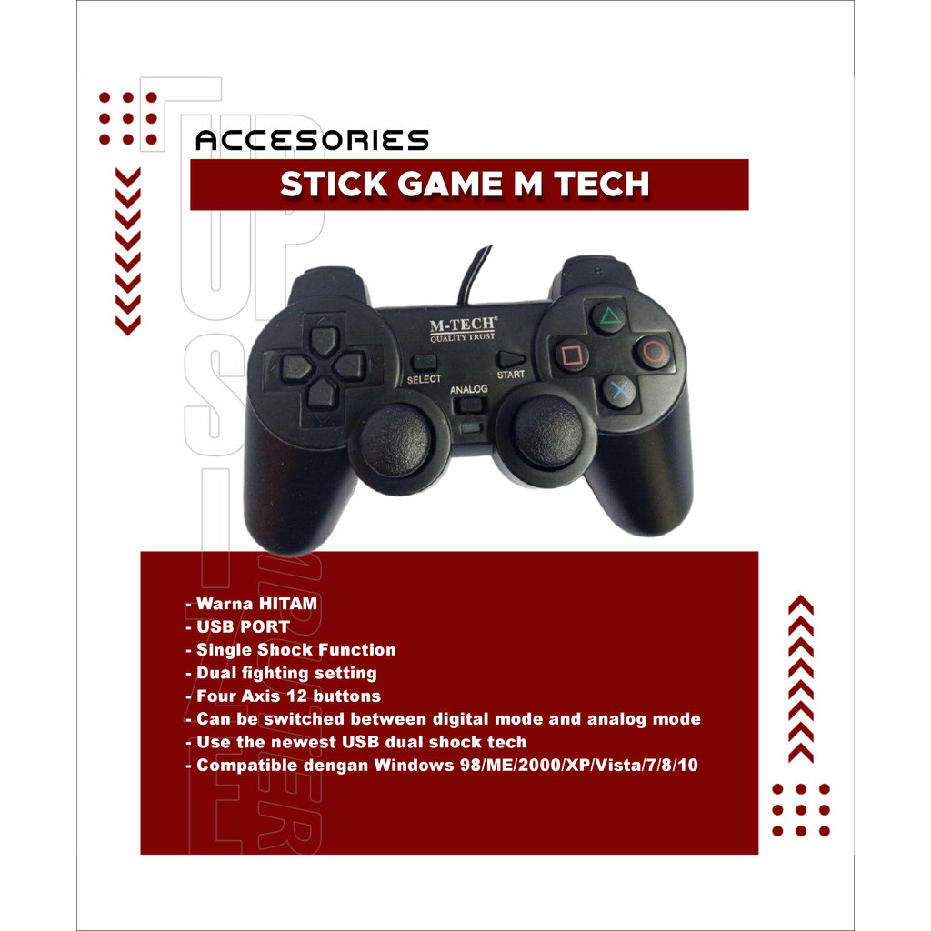 gamepad single hitam M tech Mt-830s / M-Tech 830s
