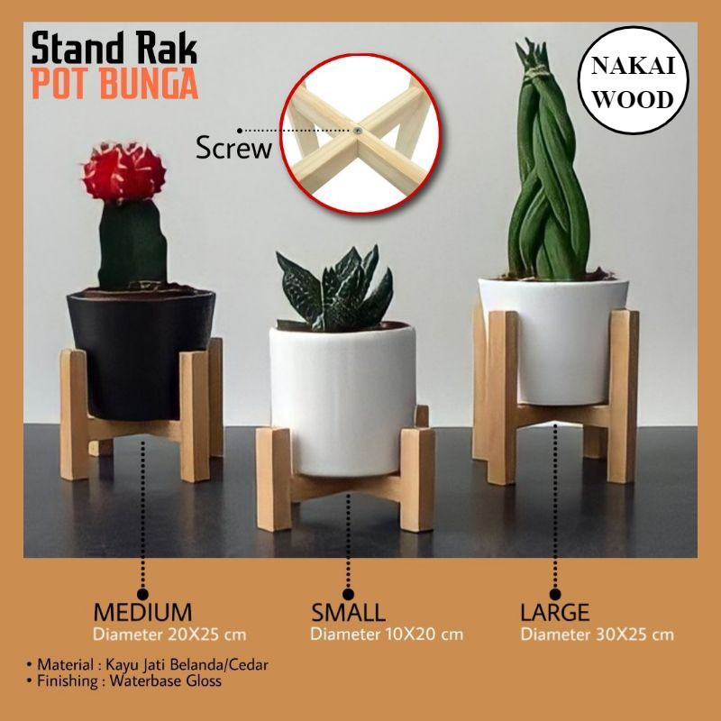 Rak Pot Bunga Tatakan Pot Standing Pot Rak Kayu Standing Planter ( 01 )