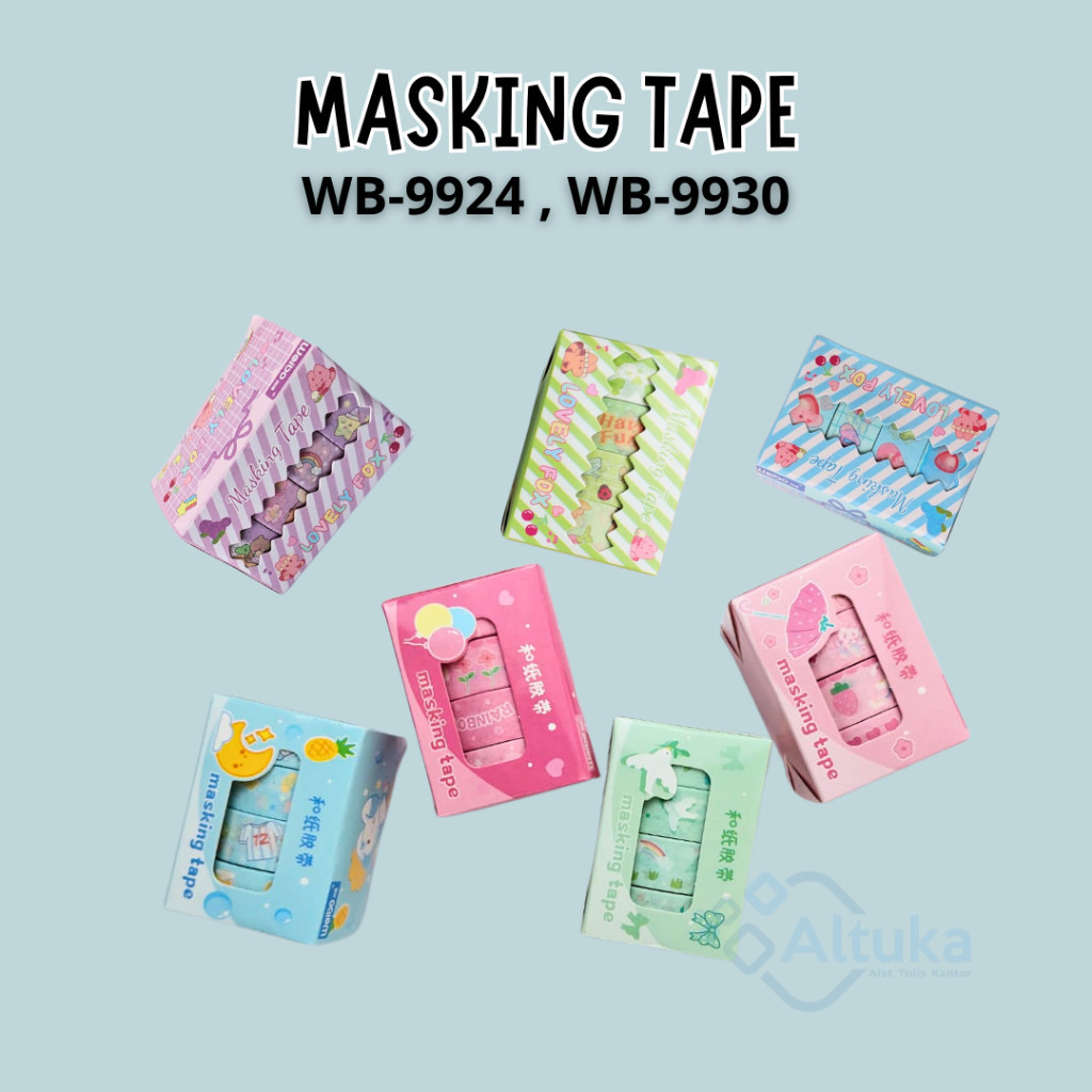 

Masking Tape / Isolasi Kertas 1 Box Isi 4pcs / Washi Tape Funcy 636