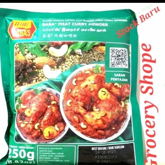 

CW BABA BUMBU KARI DAGING BEBAS / BABA'S MEAT CURRY POWDER 250 GR 40 PCE