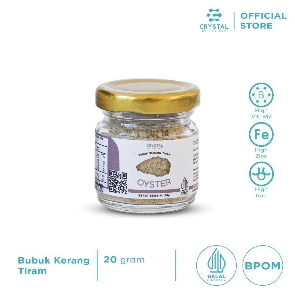 

CRYSTAL OF THE SEA Oyster Bubuk Kerang Tiram Halal BPOM 20GR Serbuk Tabur Food Powder Bumbu Kaldu MPASI Non MSG 092