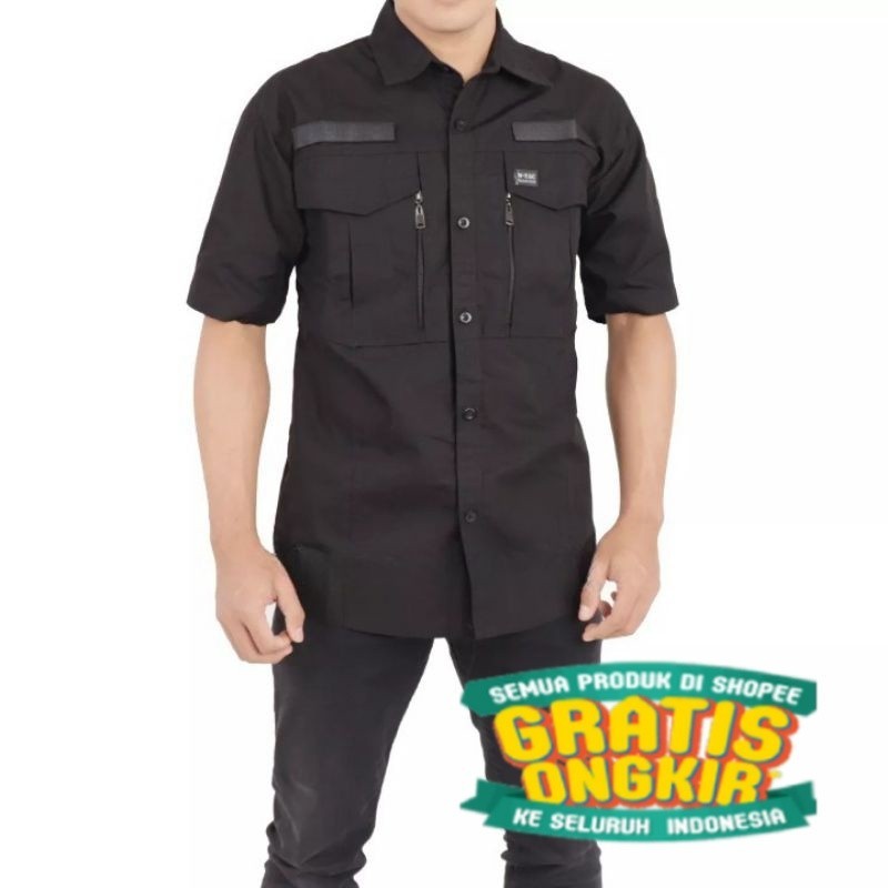 Kemeja Tactical w Tac lengan pendek pria lapangan/ jumbo big size besar