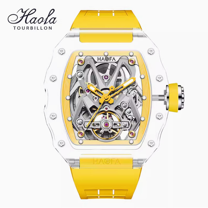 HAOFA WATCH MEN AUTOMATIC TRANSPARENT CRYSTAL 2209 - Beautiful Yellow