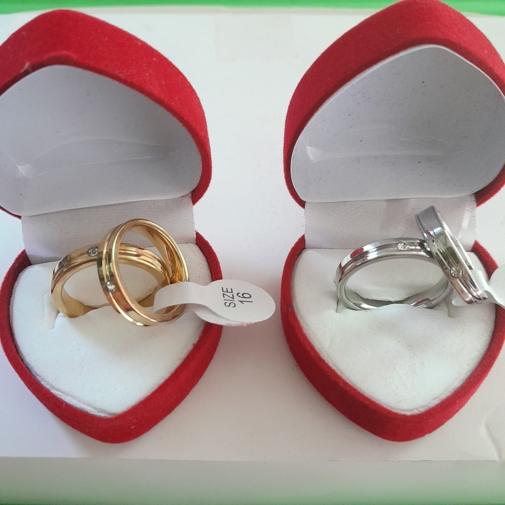 Cincin Couple TITANIUM Cincin Wedding Tunangan Free Box LOVE