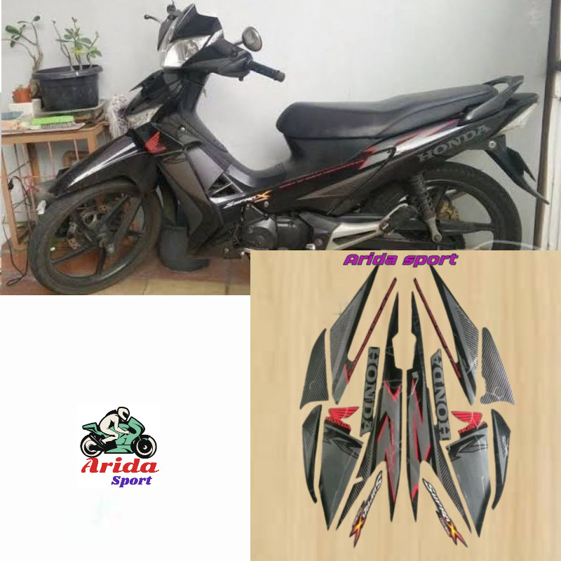 Striping stiker motor body honda supra x 125 r 2007 full hitam