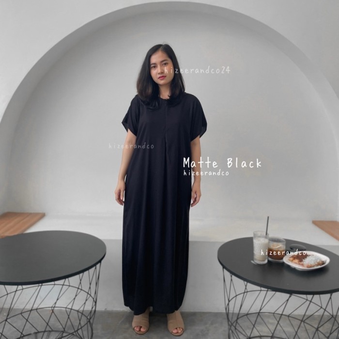 DISKON TERLARIS Daster Polos Busui rayon premium - Hitam - Daster Panjang Semata Kaki - Hitam