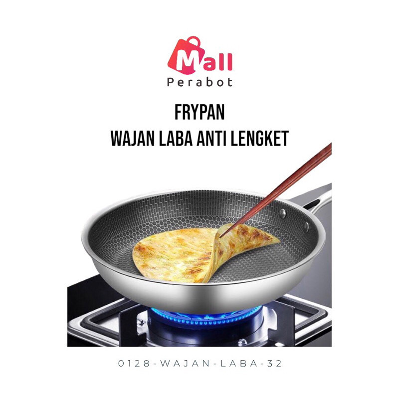 Mall Perabot | Teflon Jumbo Tebal | Wajan Stainless Steel 32cm | Kuali anti lengket// PRODUK MURAH P