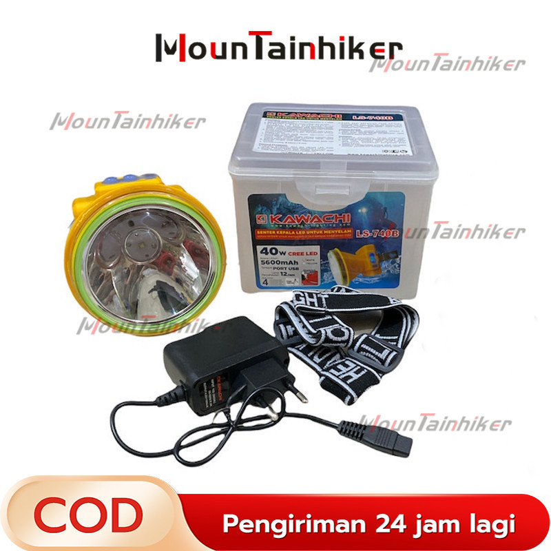 Senter Kepala100 Watt  Senter Kepala Selam Kawachi100w 100 Watt Hi Tech LED Super Terang Waterproof 