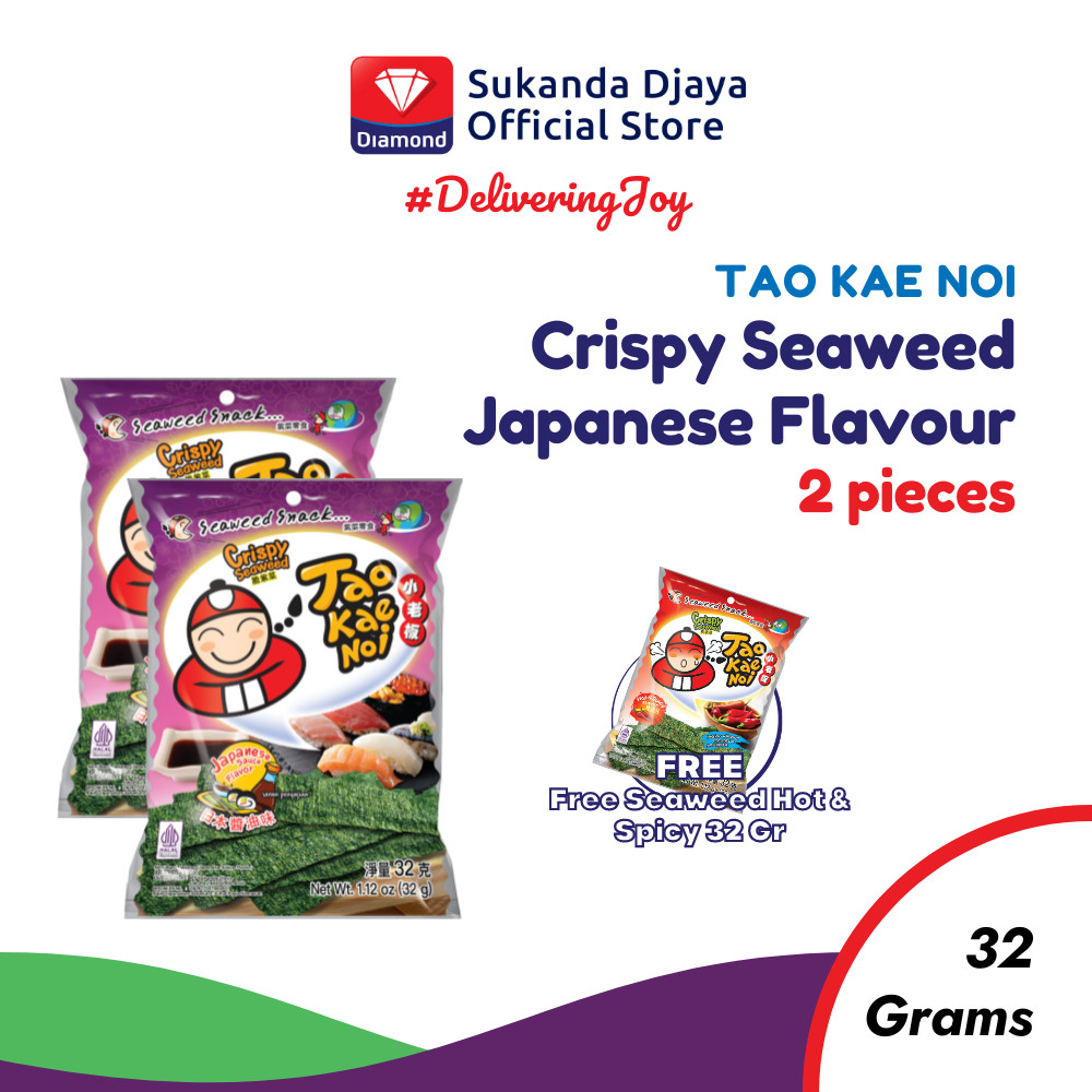 

Tao Kae Noi Crispy Seaweed Japanese Flavour 32 Gr ISI 2 [Free Seaweed Hot & Spicy 32 Gr]