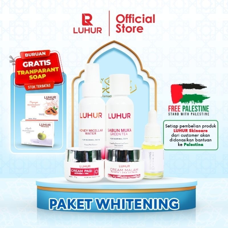GRATIS Sabun Transparan Paket Whitening Luhur Skincare Perawatan Kulit Wajah Normal Muka Glowing Amp