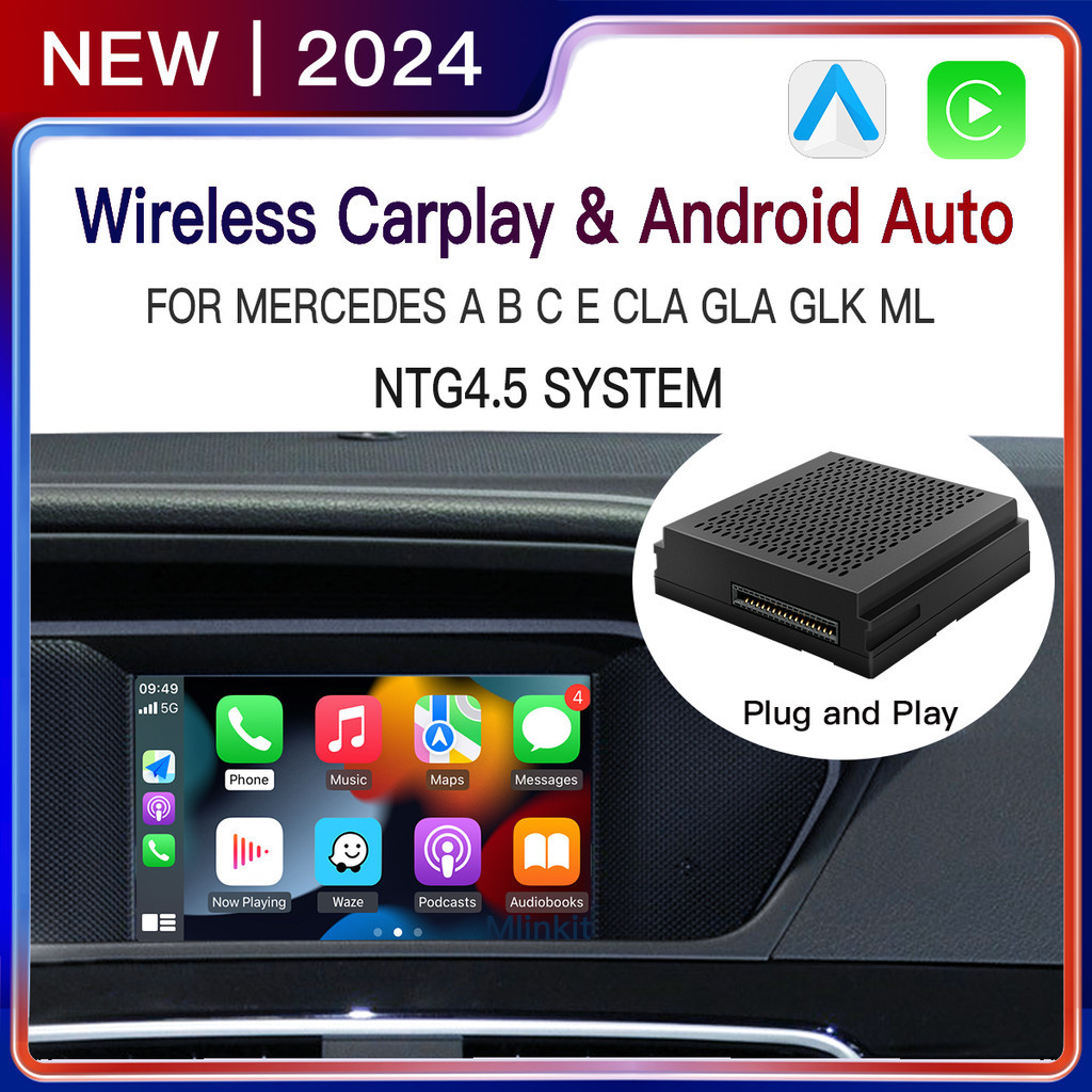 Carplay nirkabel upgrade  Android Auto, Kelas A B C E G GLA CLA GLK ML  Mercedes NTG4.5 Becker W177 