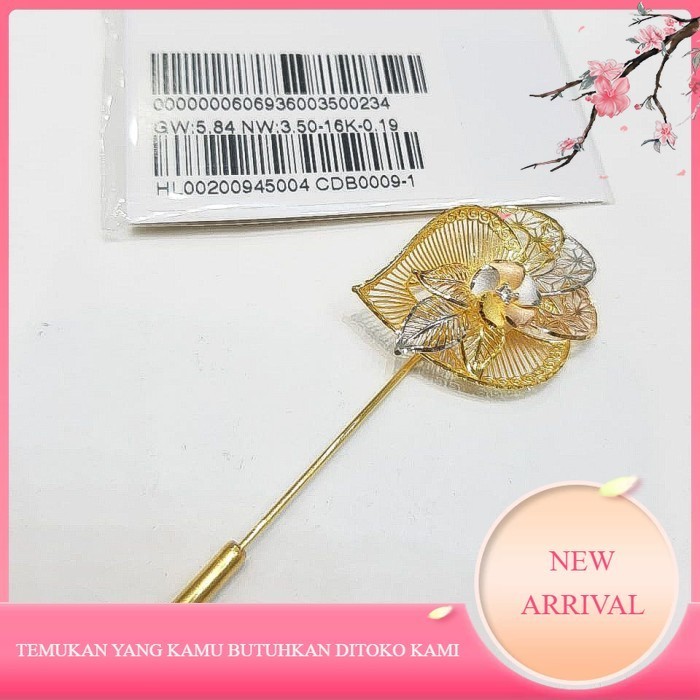 Tusuk konde emas asli kadar 700 70 16k pin bunga 3 warna kendari mawar - NO.1