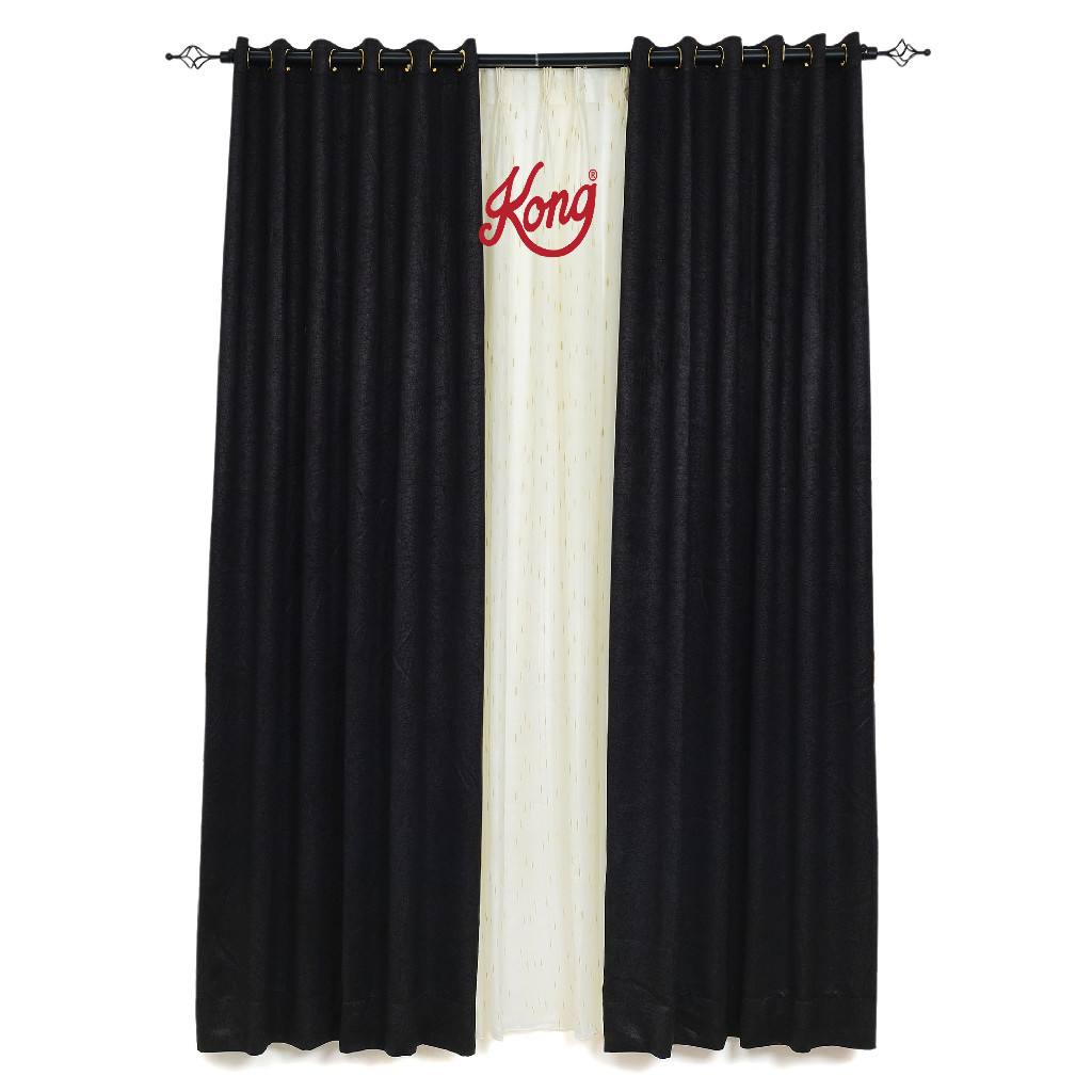 KONG GORDEN BLACKOUT EMBOSS TUMI POLOS MINIMALIS TEBAL HITAM 4 UK - GORDENG HORDENG TIRAI JENDELA/ P