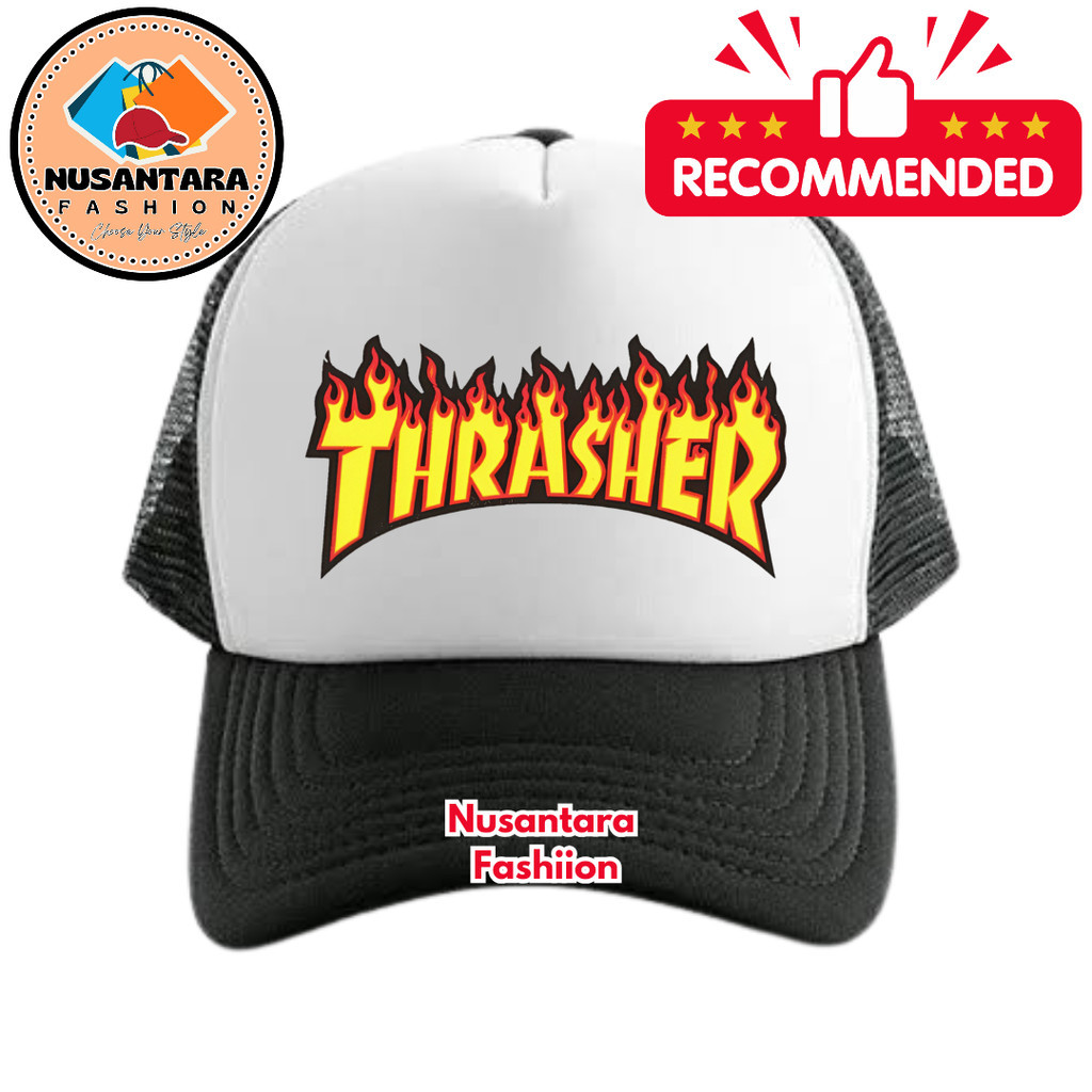 Nusantara Fashiion Topi Trucker THRASHER - Topi Distro THRASHER Logo - Topi TRASHER Premium - Topi P