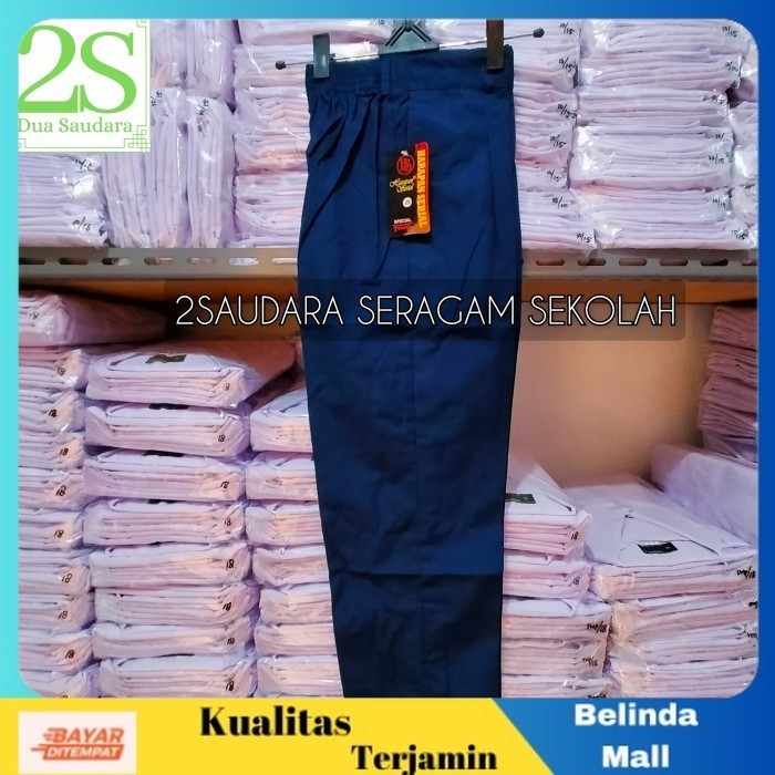 

⭐COD⭐ DISKON Seragam Sekolah Celana Panjang Karet SMP Biru 30