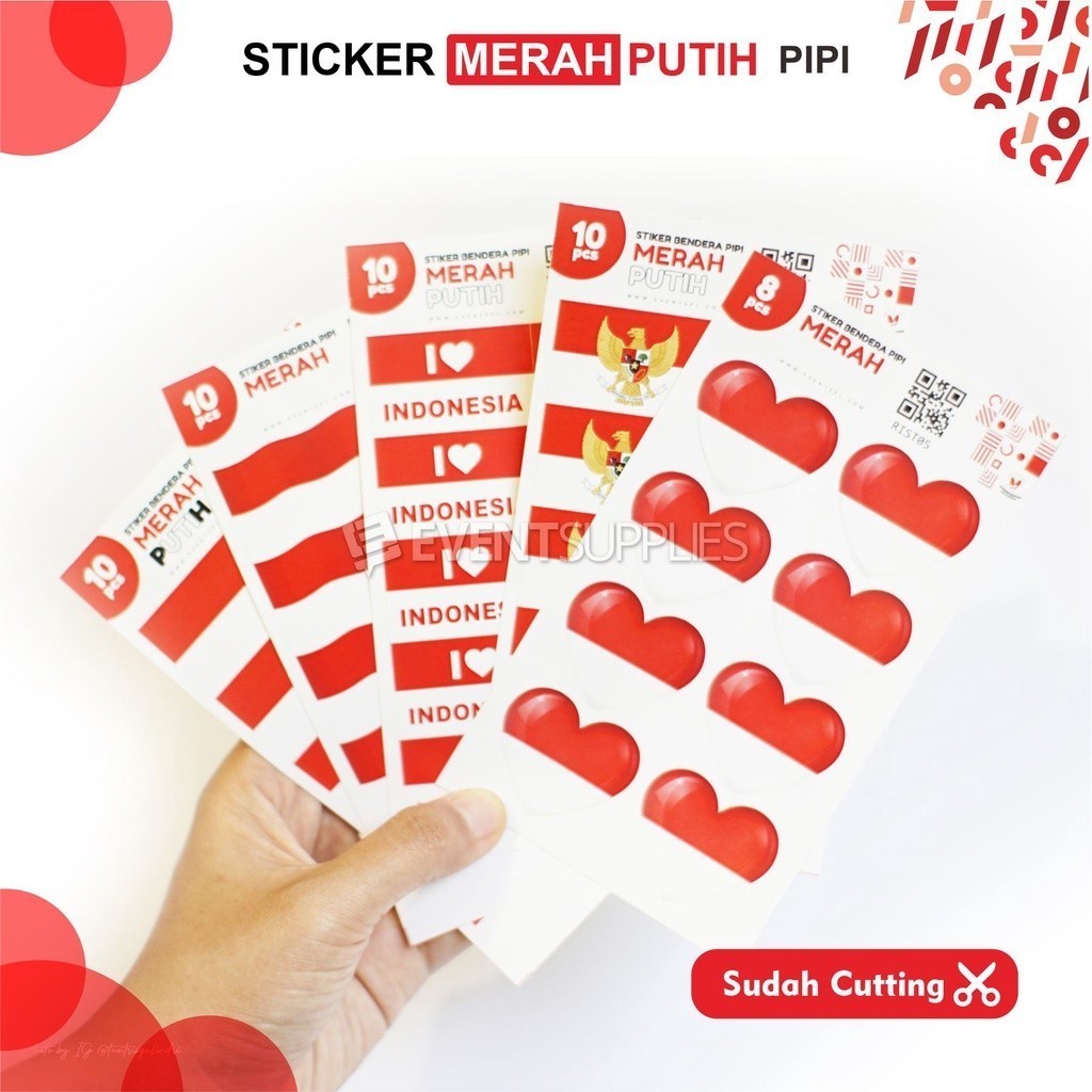 

[10Pcs] Sticker Pipi HUT RI Bendera Merah Putih / Stiker Kemerdekaan Indonesia / Pancasila / I Love