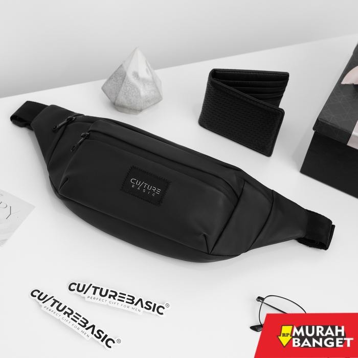 tas selempang pria kekinian Culture Basic | All Waistbag Bundling Tas Selempang Pria Hitam Kulit - Y