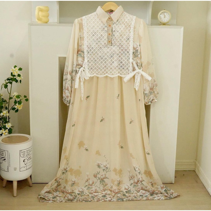 BOONFIT - DRESS WANITA MAXI YENITA KOMBINASI BRUKAT WANITA TERBARU / VANICA CERRUTY MAXI GAMIS WANIT