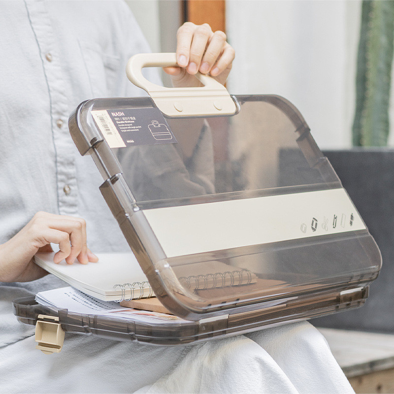 

Transparent A4 Plastic File Box File Storage Box Desktop Storage Portable Data Box Student Office Supplies Document Data Box